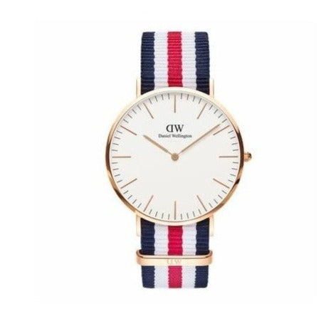 Daniel Wellington Classic Canterbury White Dial Two Tone Nylon Strap Watch For Men - DW00100002 Buy Now By Daniel Wellington