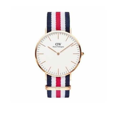 Daniel Wellington Classic Canterbury White Dial Two Tone Nylon Strap Watch For Men - DW00100002 Buy Now By Daniel Wellington