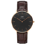 Daniel Wellington Classic York Black Dial Brown Leather Strap Watch For Women - DW00100140 Buy Now By Daniel Wellington