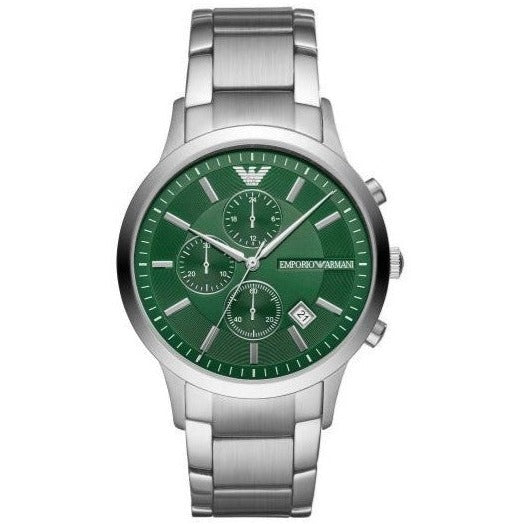 Emporio Armani Renato Chronograph Green Dial Silver Steel Strap Watch For Men - AR11507 Buy Now By Emporio Armani