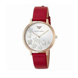 Emporio Armani Kappa Classic Quartz Silver Dial Red Leather Strap Watch For Women - AR11114 Buy Now By Emporio Armani