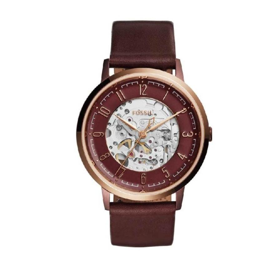 Fossil Vintage Muse Automatic Skeleton Maroon Dial Maroon Leather Strap Watch for Women - ME3137 Buy Now By Fossil