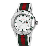 Gucci G Timeless White Dial Two Tone Nylon Strap Watch For Men - YA126231 Buy Now By Gucci