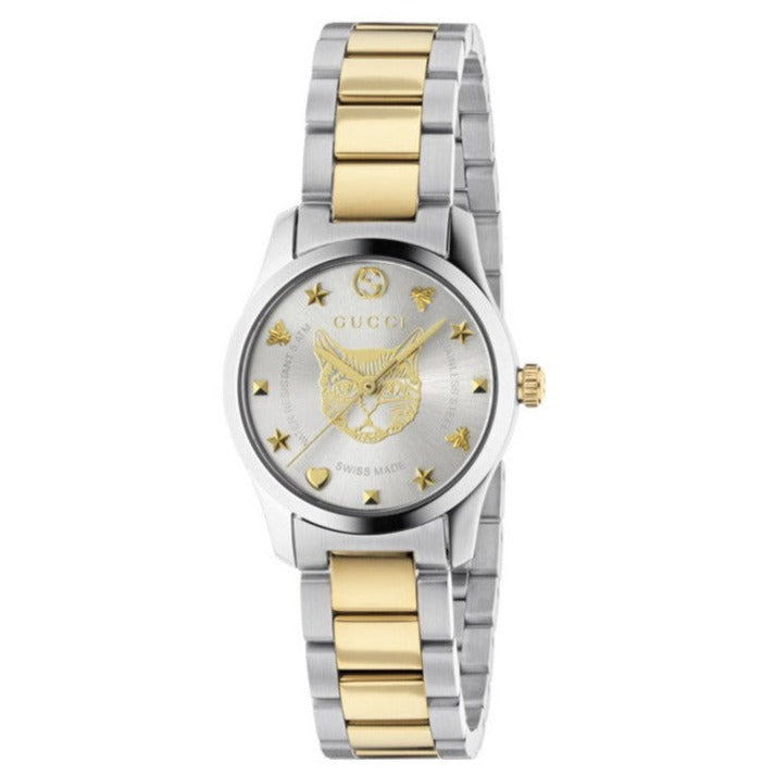 Gucci G Timeless Quartz Silver Dial Two Tone Steel Strap Watch For Women - YA126596 Buy Now By Gucci