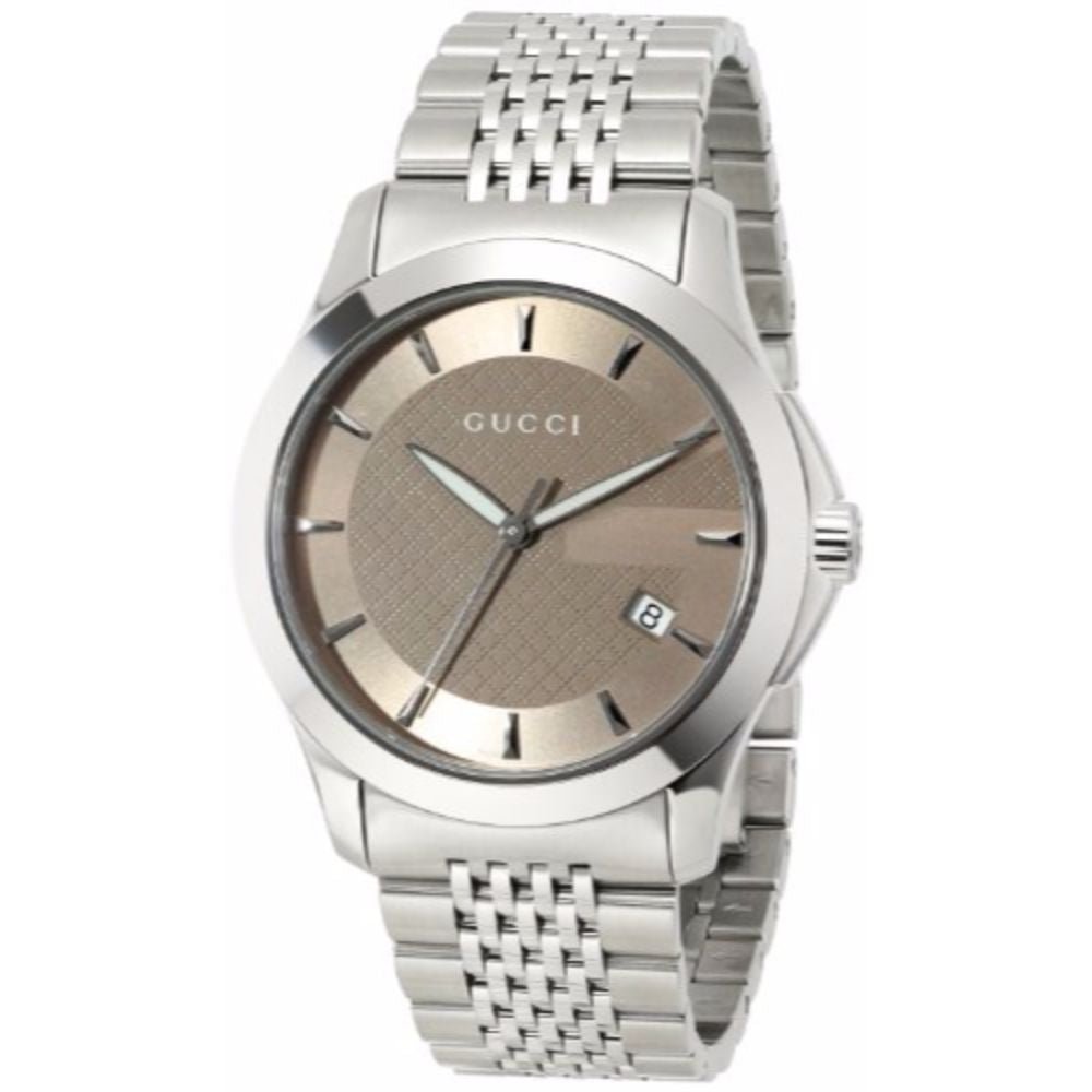 Gucci G Timeless Brown Dial Silver Steel Strap Watch For Men - YA126406 Buy Now By Gucci