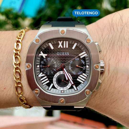 Guess Headline Chronograph Grey Dial Black Rubber Strap Watch for Men - GW0571G1 Buy Now By Guess