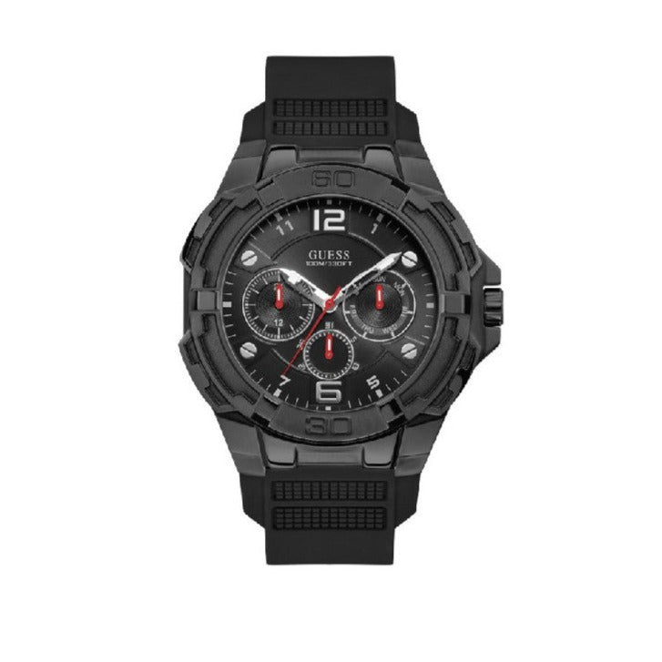 Guess Genesis Quartz Black Dial Black Silicone Strap Watch For Men - W1254G2 Buy Now By Guess
