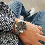 Guess Circuit Chronograph Black Dial Silver Steel Strap Watch For Men - W0968G1 Buy Now By Guess