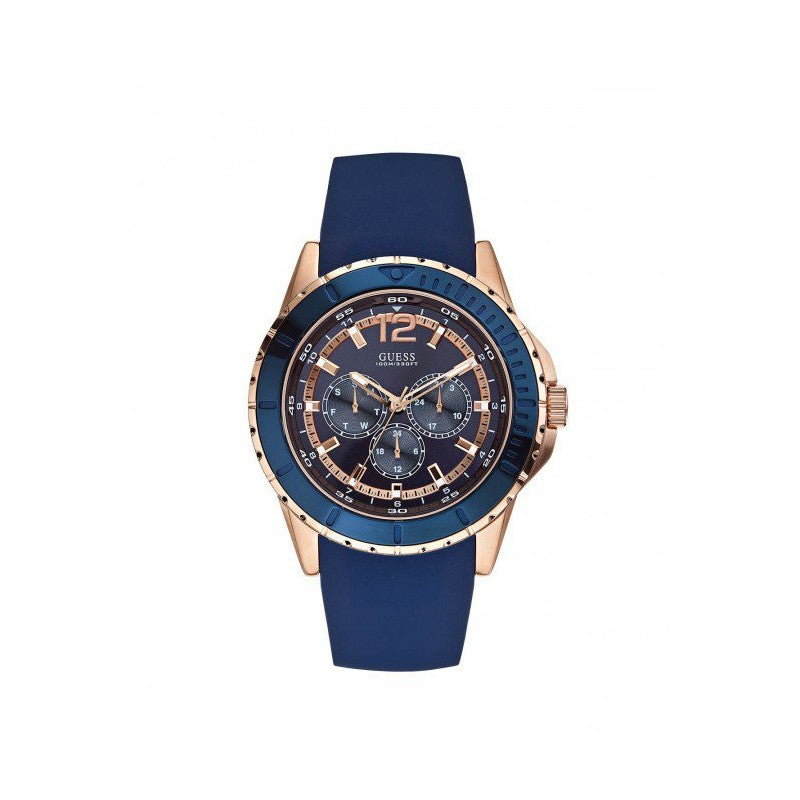 Guess Maverick Blue Dial Blue Rubber Strap Watch for Men - W0485G1 Buy Now By Guess