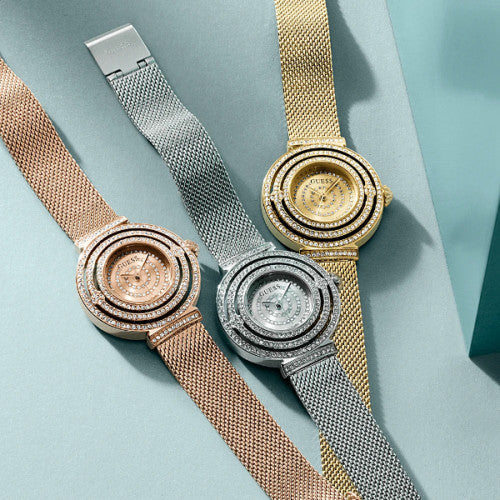 Guess Dream Quartz Gold Dial Gold Mesh Strap Watch For Women - GW0550L2 Buy Now By Guess