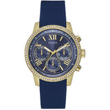 Guess Sunrise Blue Dial with Diamonds Blue Rubber Strap Watch For Women - W0616L2 Buy Now By Guess