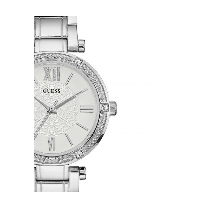 Guess Park Ave White Dial Silver Steel Strap Watch for Women - W0767L1 Buy Now By Guess