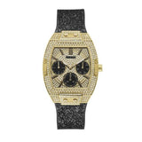 Guess Raven Diamonds Champagne Dial Black Rubber Strap Watch For Women - GW0105L2 Buy Now By Guess
