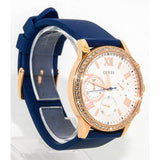 Guess Solar White Rose Gold Dial Blue Rubber Strap Watch For Women - W1135L3 Buy Now By Guess