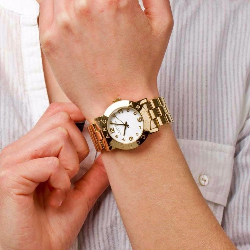 Marc Jacobs Amy White Dial Gold Steel Strap Watch for Women - MBM3056 Buy Now By Marc Jacobs