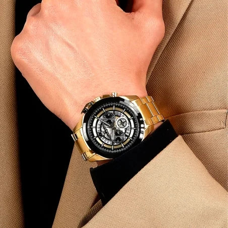 Maserati Traguardo Skeleton Black Dial Gold Steel Strap Watch For Men - R8873612058 Buy Now By Maserati