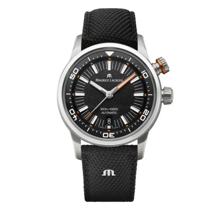 Maurice Lacroix Pontos S Diver Black Dial Orange Rubber Strap Watch For Men - PT6248-SS00L-330-J Buy Now By Maurice Lacroix