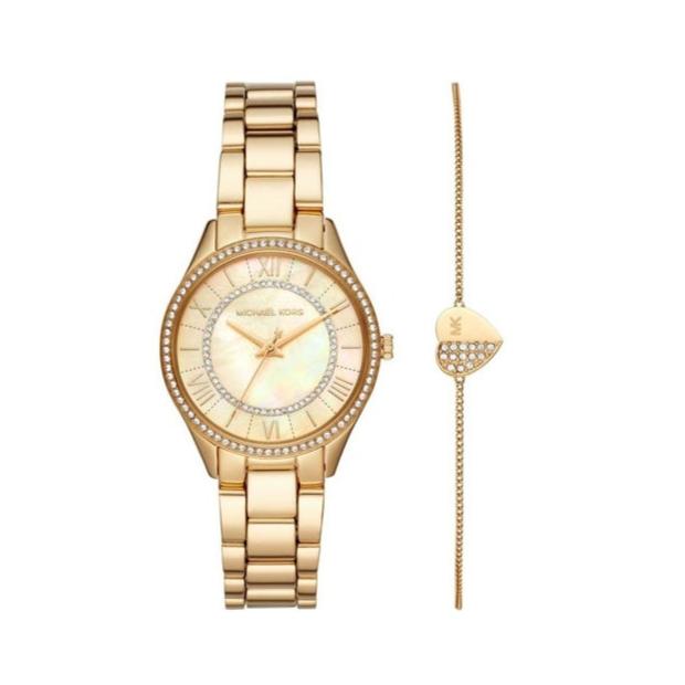 Michael Kors Lauryn Quartz Mother of Pearl Gold Dial Gold Steel Strap Watch For Women - MK4490 Buy Now By Michael Kors