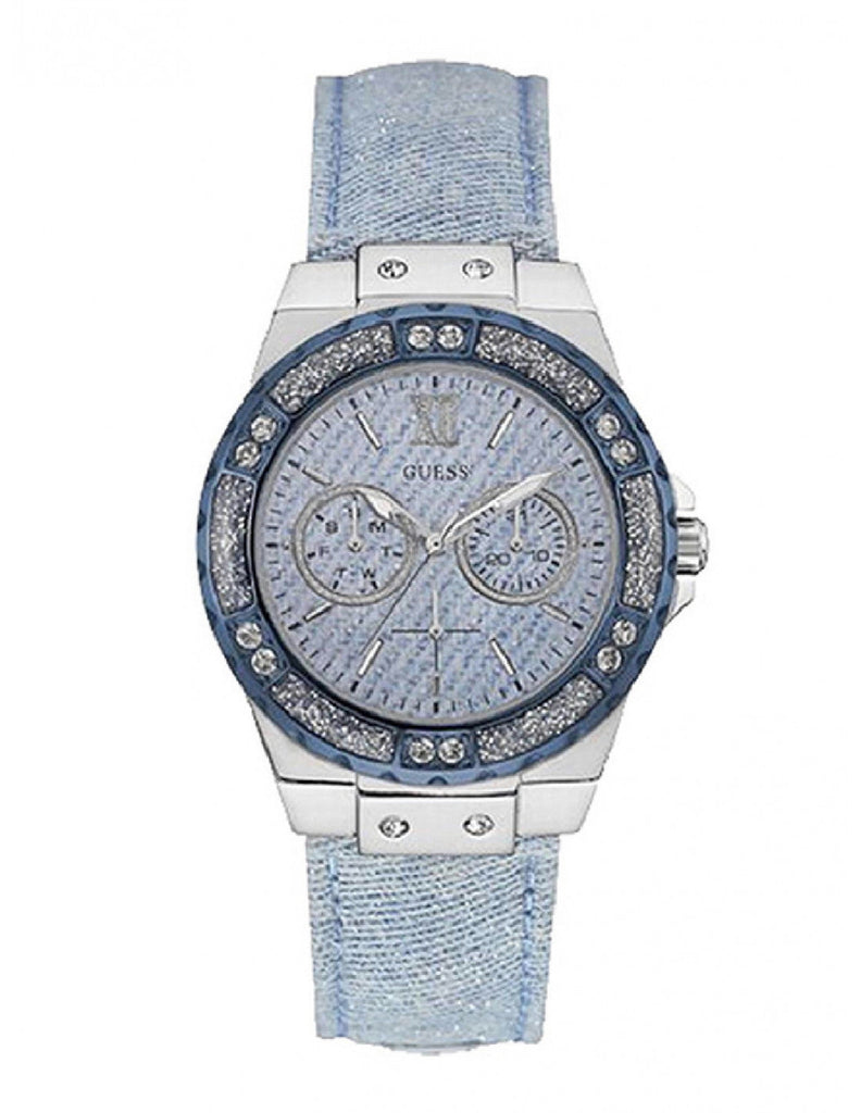Guess Limelight Quartz Blue Dial Blue Leather Strap Watch For Men - W0775l1 Buy Now By Guess