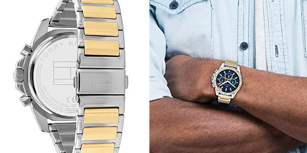 Tommy Hilfiger Mason Chronograph Blue Dial Two Tone Steel Strap Watch For Men - 1791937 Buy Now By Tommy Hilfiger
