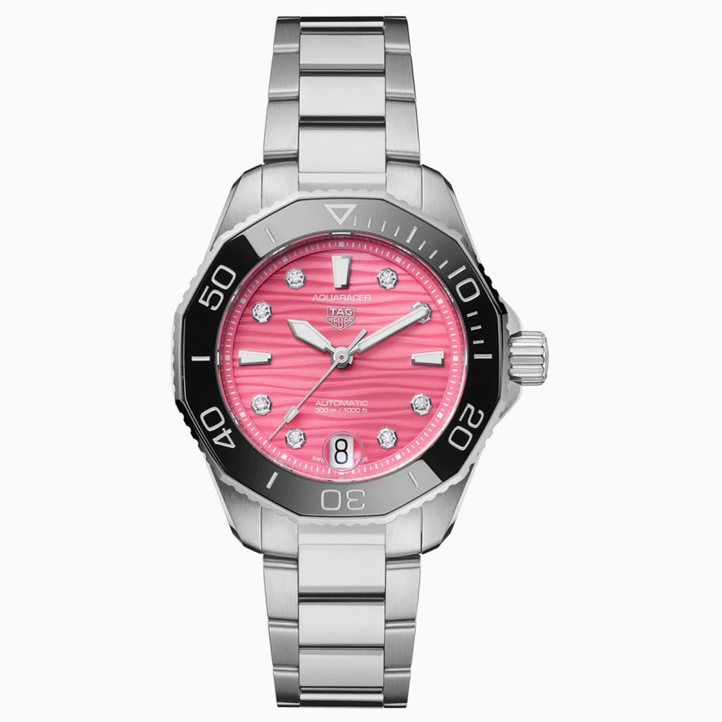 Tag Heuer Aquaracer Professional 300 Automatic Diamonds Pink Dial Silver Steel Strap Watch for Women - WBP231J.BA0618 Buy Now By Tag Heuer