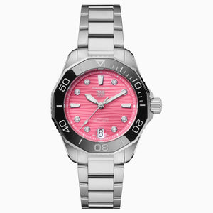 Tag Heuer Aquaracer Professional 300 Automatic Diamonds Pink Dial Silver Steel Strap Watch for Women - WBP231J.BA0618 Buy Now By Tag Heuer