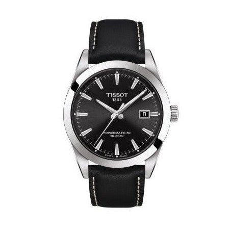 Tissot Gentleman Powermatic 80 Silicium Black Dial Black Leather Strap Watch For Men - T127.407.16.051.00 Buy Now By Tissot