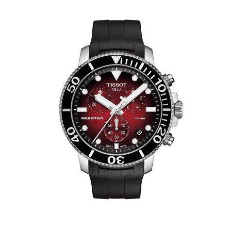 Tissot Seastar 1000 Chronograph Red Dial Black Rubber Strap Watch For Men - T120.417.17.421.00 Buy Now By Tissot