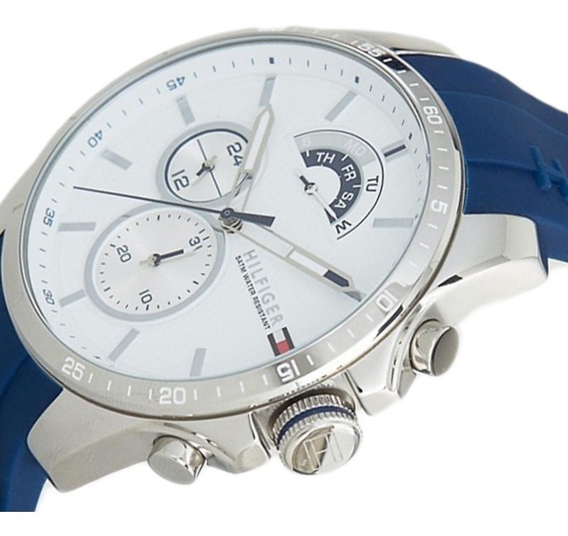 Tommy Hilfiger Decker Quartz White Dial Blue Rubber Strap Watch for Men - 1791349 Buy Now By Tommy Hilfiger
