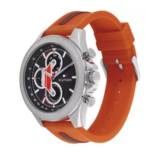 Tommy Hilfiger Clark Chronograph Grey Dial Orange Rubber Strap Watch For Men - 1792084 Buy Now By Tommy Hilfiger
