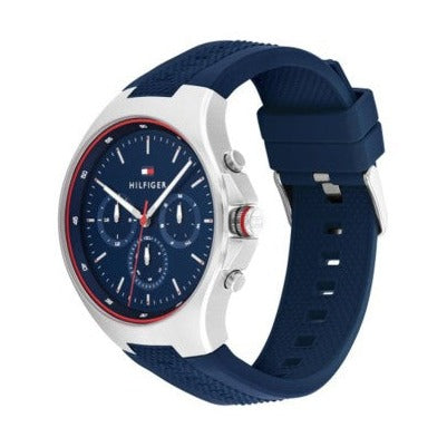 Tommy Hilfiger Justin Chronograph Blue Dial Blue Rubber Strap Watch for Men - 1792057 Buy Now By Tommy Hilfiger
