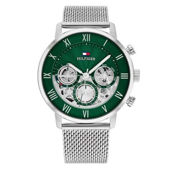 Tommy Hilfiger Legend Chronograph Green Dial Silver Mesh Bracelet Watch For Men - 1710567 Buy Now By Tommy Hilfiger