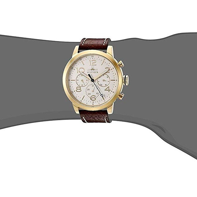 Tommy Hilfiger Jake Quartz White Dial Brown Leather Strap Watch for Men - 1791231 Buy Now By Tommy Hilfiger