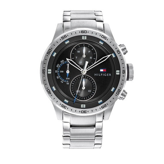 Tommy Hilfiger Trent Quartz Black Dial Silver Steel Strap Watch For Men - 1791805 Buy Now By Tommy Hilfiger