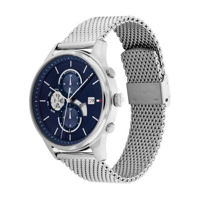 Tommy Hilfiger Weston Chronograph Blue Dial Silver Mesh Bracelet Watch For Men - 1710504 Buy Now By Tommy Hilfiger