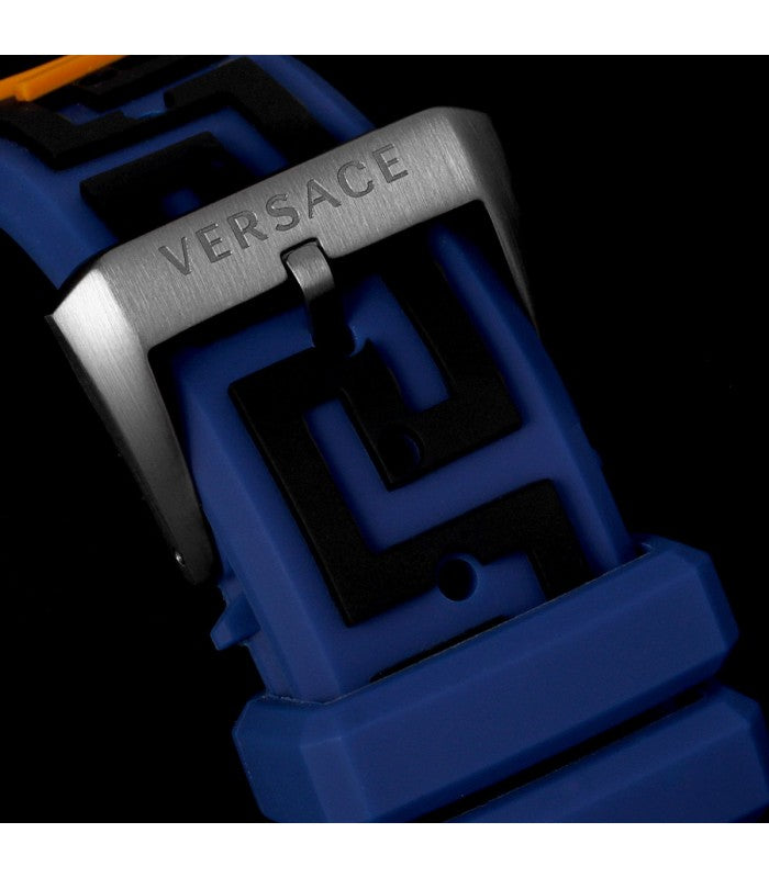 Versace Iconic Dominus Chronograph Blue Dial Blue Rubber Strap Watch For Men - VE6H00323 Buy Now By Versace