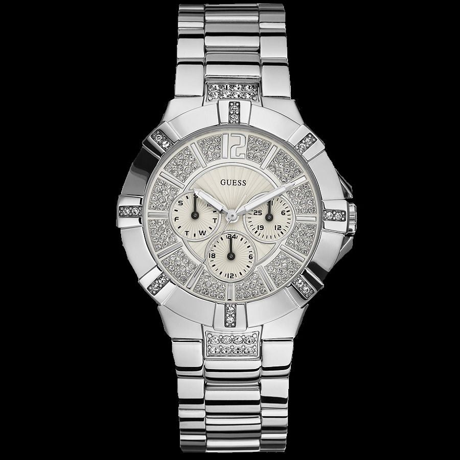 Guess Vista Diamonds Silver Dial Silver Steel Strap Watch for Women - W12080L1 Buy Now By Guess