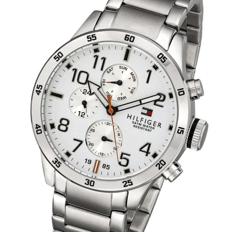Tommy Hilfiger Trent Multifunction White Dial Silver Steel Strap Watch for Men - 1791140 Buy Now By Tommy Hilfiger