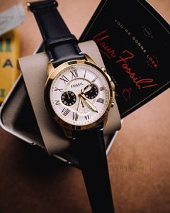 Fossil Grant Chronograph White Dial Black Leather Strap Watch for Men - FS5272 Buy Now By Fossil