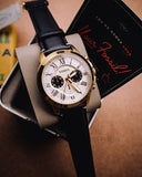 Fossil Grant Chronograph White Dial Black Leather Strap Watch for Men - FS5272 Buy Now By Fossil