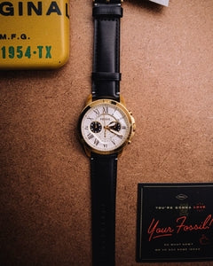 Fossil Grant Chronograph White Dial Black Leather Strap Watch for Men - FS5272 Buy Now By Fossil