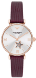 Emporio Armani Meccanico Automatic Silver Dial Burgundy Leather Strap Watch For Women - AR60044
