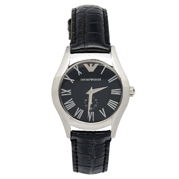 Emporio Armani Velente Black Dial Black Leather Strap Watch For Women - AR0644 Buy Now By Emporio Armani