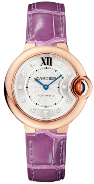 Cartier Ballon Bleu Diamonds White Dial Pink Leather Strap Watch for Women - WE902050 Buy Now By Cartier