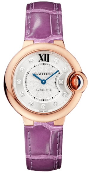 Cartier Ballon Bleu Diamonds White Dial Pink Leather Strap Watch for Women - WE902050 Buy Now By Cartier