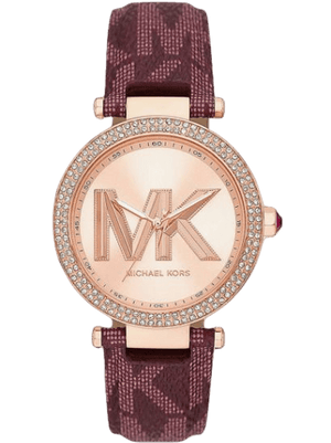 Michael Kors Parker Rose Gold Dial Maroon Leather Strap Watch For Women - MK2974 Buy Now By Michael Kors