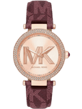 Michael Kors Parker Rose Gold Dial Maroon Leather Strap Watch For Women - MK2974 Buy Now By Michael Kors