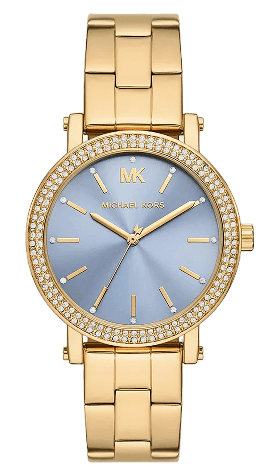 Michael Kors Quartz Blue Dial Gold Steel Strap Watch for Men - MKO1048 Buy Now By Michael Kors