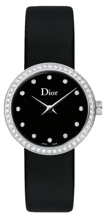 Dior La D De Dior Diamonds Black and Blue Dial Black Leather Strap Watch for Women - CD047111A004 0000 Buy Now By Dior