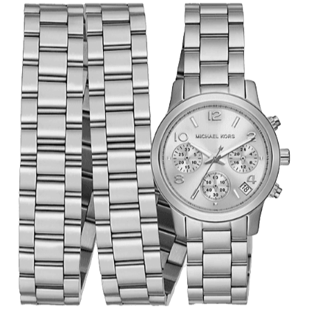 Michael Kors Runway 18K Rhodium Plated Triple Wrap Silver Dial Silver Steel Strap Watch for Women - MK7451 Buy Now By Michael Kors